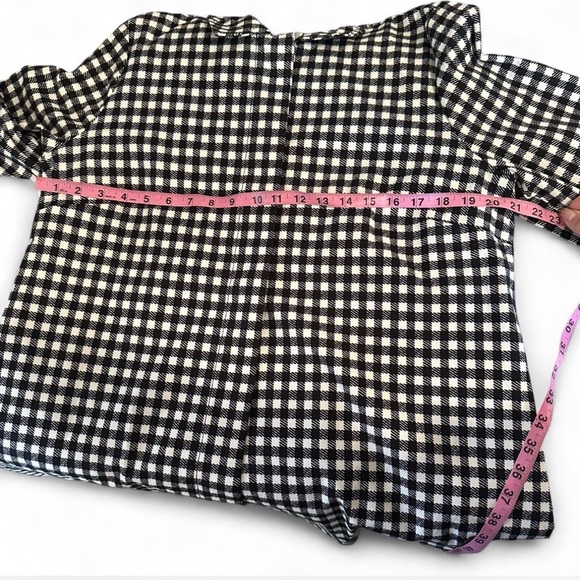 Chico's Black and White Gingham Trench Coat - Picture 4 of 6